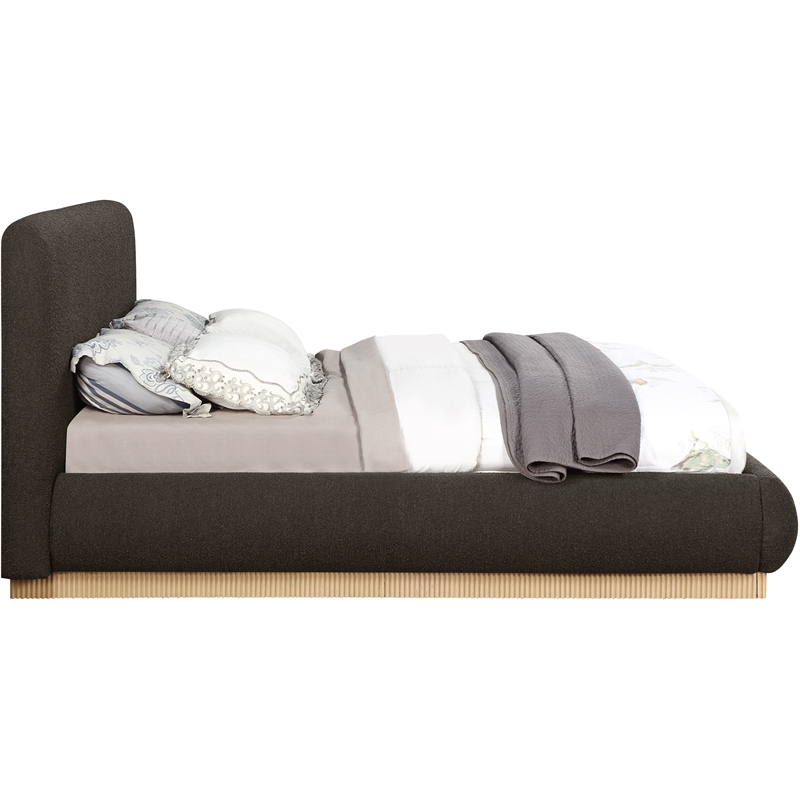 Bowery Hill Contemporary Rich Brown Boucle Durable Fabric Queen Bed