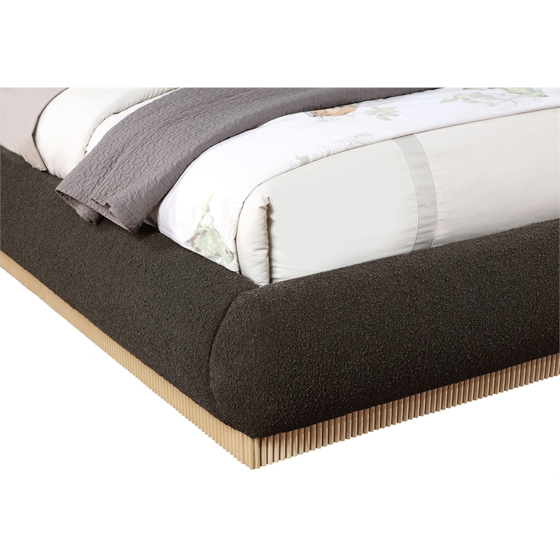 Bowery Hill Contemporary Rich Brown Boucle Durable Fabric Queen Bed
