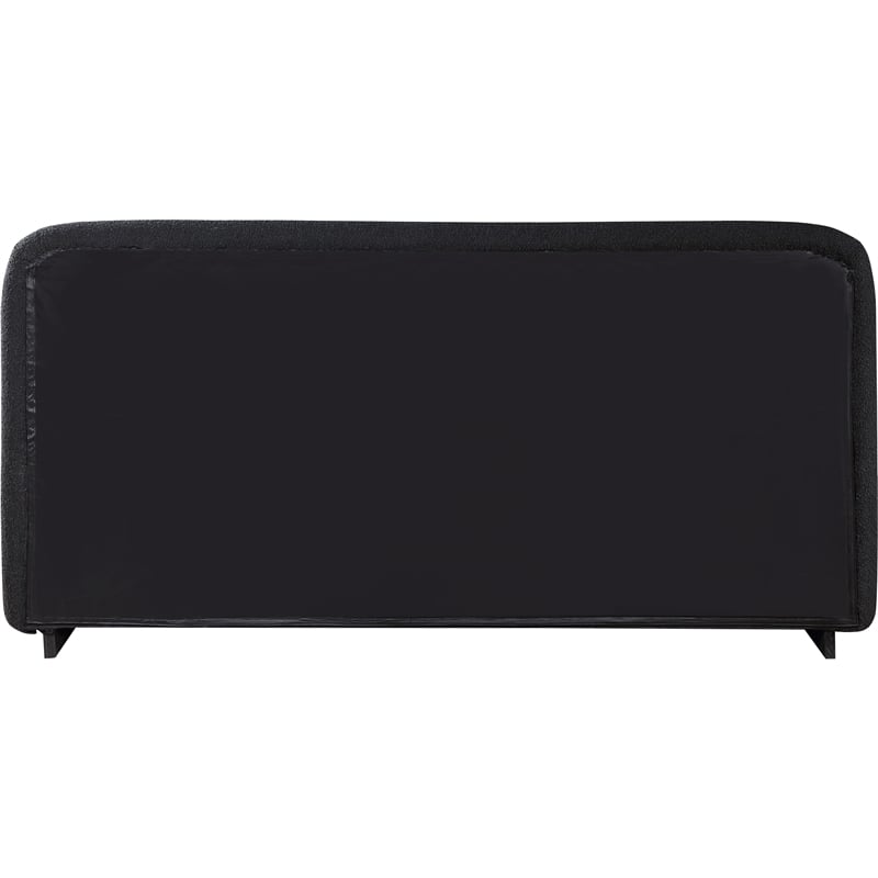Bowery Hill Contemporary Rich Black Boucle Durable Fabric Queen Bed