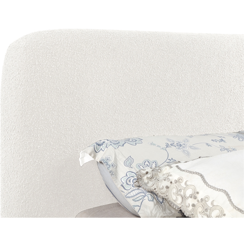 Bowery Hill Contemporary Rich Cream Boucle Durable Fabric Queen Bed