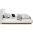 Bowery Hill Contemporary Cream Linen Textured Fabric King Bed