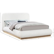 Bowery Hill Contemporary Cream Linen Textured Fabric King Bed