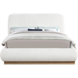Bowery Hill Contemporary Cream Linen Textured Fabric Queen Bed