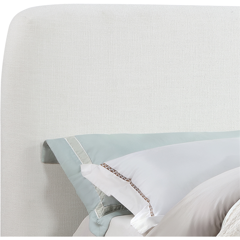 Bowery Hill Contemporary Cream Linen Textured Fabric Queen Bed