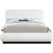 Bowery Hill Contemporary Cream Linen Textured Fabric Queen Bed