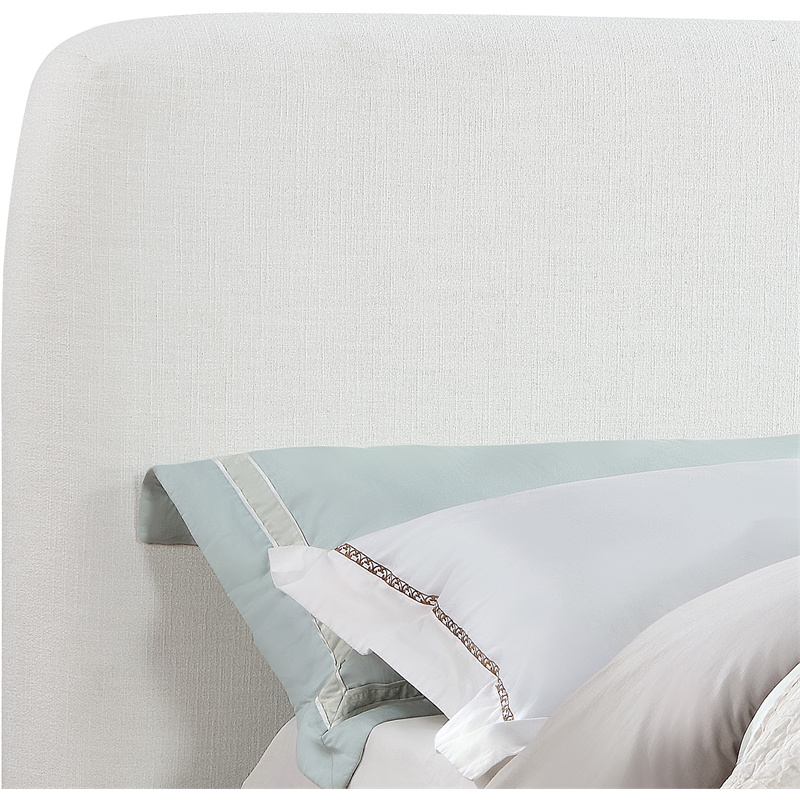Bowery Hill Contemporary Cream Linen Textured Fabric Queen Bed