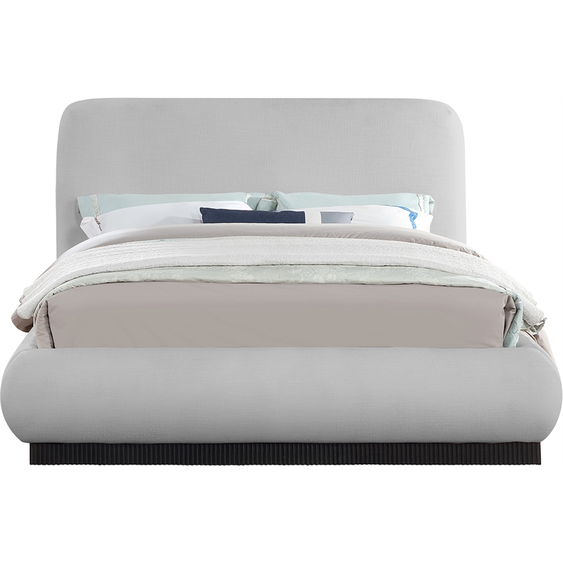 Bowery Hill Contemporary Grey Linen Textured Fabric Queen Bed