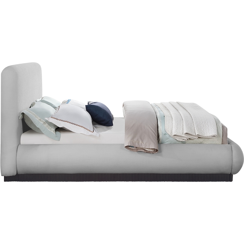Bowery Hill Contemporary Grey Linen Textured Fabric Queen Bed