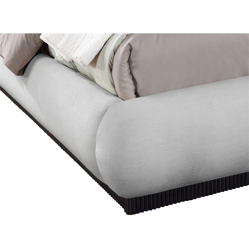 Bowery Hill Contemporary Grey Linen Textured Fabric Queen Bed