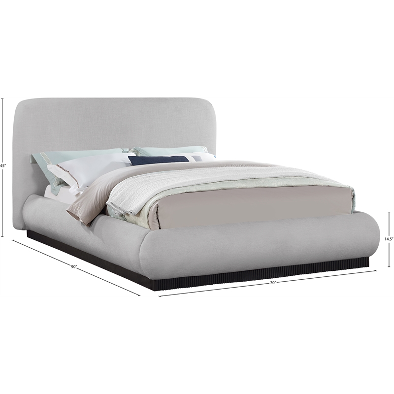 Bowery Hill Contemporary Grey Linen Textured Fabric Queen Bed