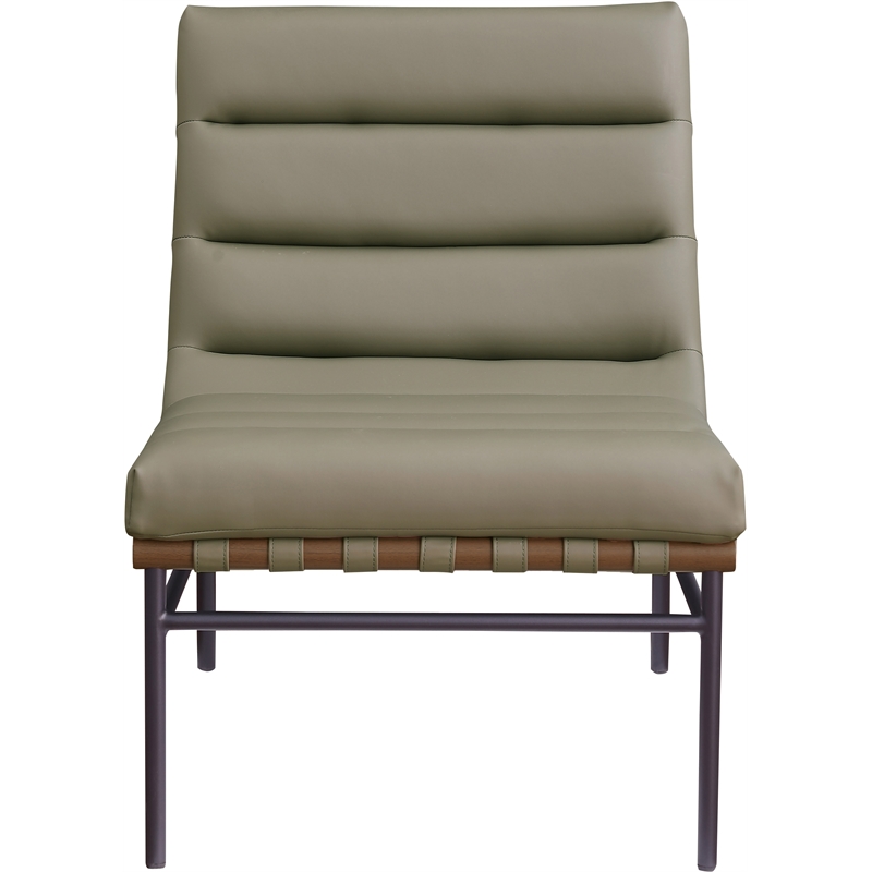 Bowery Hill Contemporary Soft Olive Vegan Leather Accent Chair