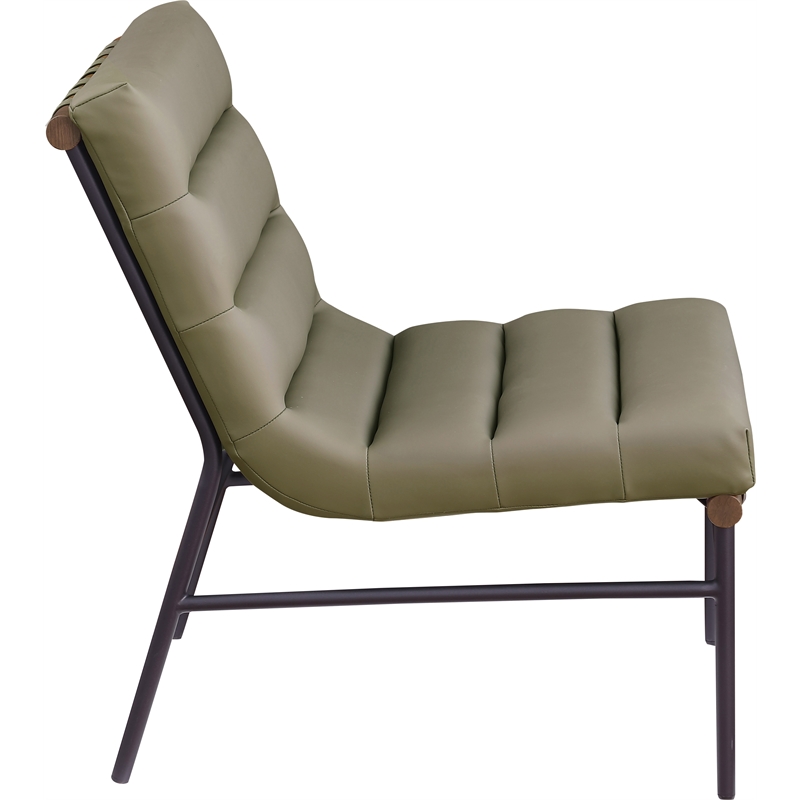 Bowery Hill Contemporary Soft Olive Vegan Leather Accent Chair