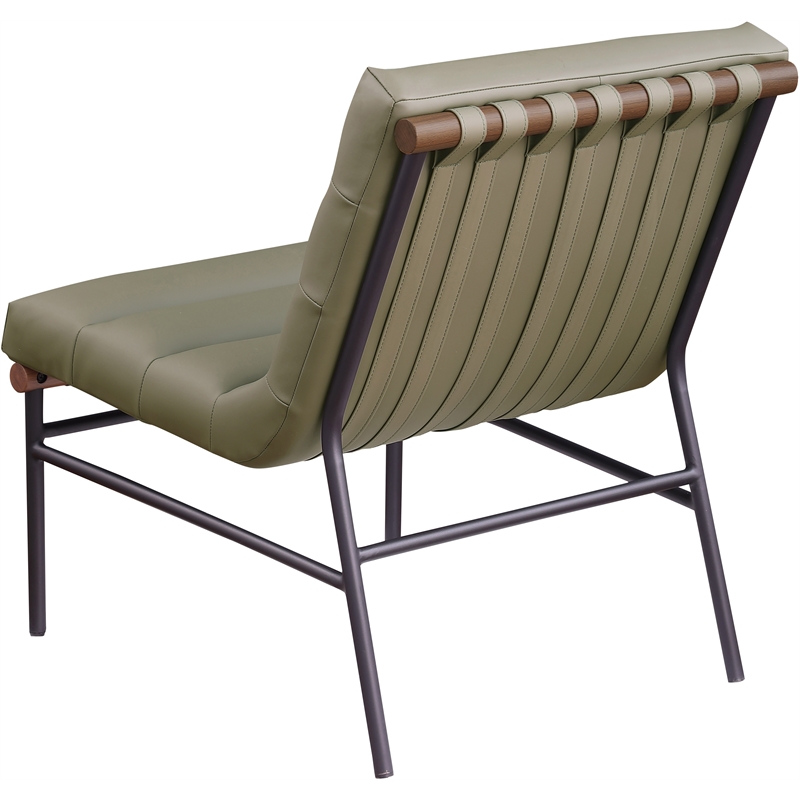 Bowery Hill Contemporary Soft Olive Vegan Leather Accent Chair