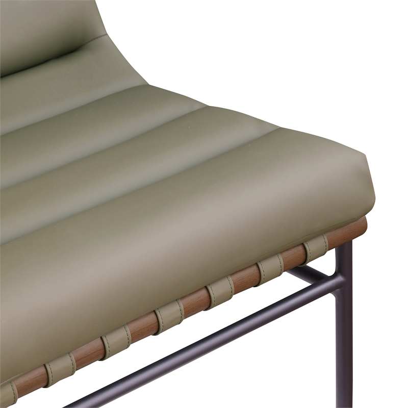 Bowery Hill Contemporary Soft Olive Vegan Leather Accent Chair