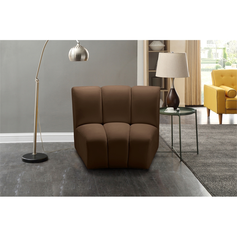 Bowery Hill Contemporary Deep Channel Tufted Soft Brown Velvet Modular Chair