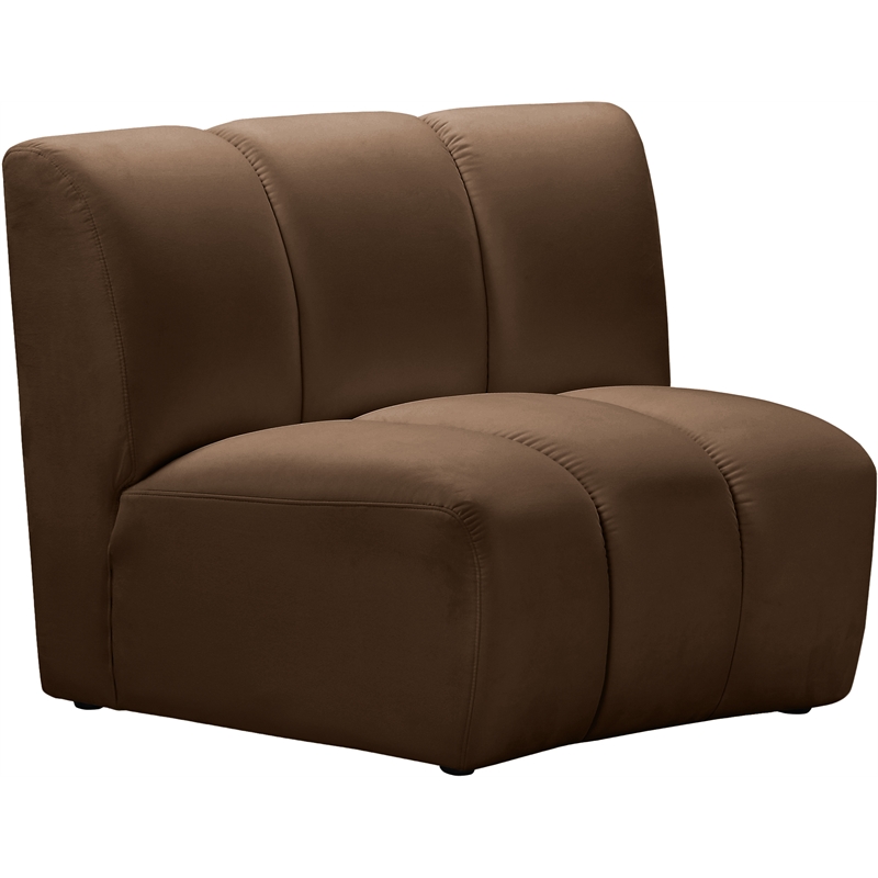 Bowery Hill Contemporary Deep Channel Tufted Soft Brown Velvet Modular Chair