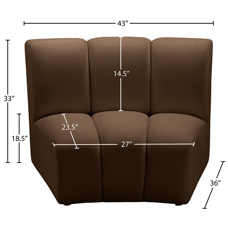 Bowery Hill Contemporary Deep Channel Tufted Soft Brown Velvet Modular Chair