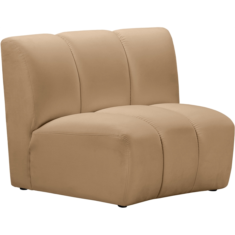 Bowery Hill Contemporary Deep Channel Tufted Soft Camel Velvet Modular Chair