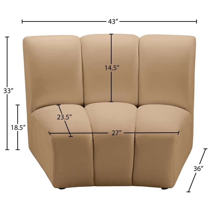 Bowery Hill Contemporary Deep Channel Tufted Soft Camel Velvet Modular Chair