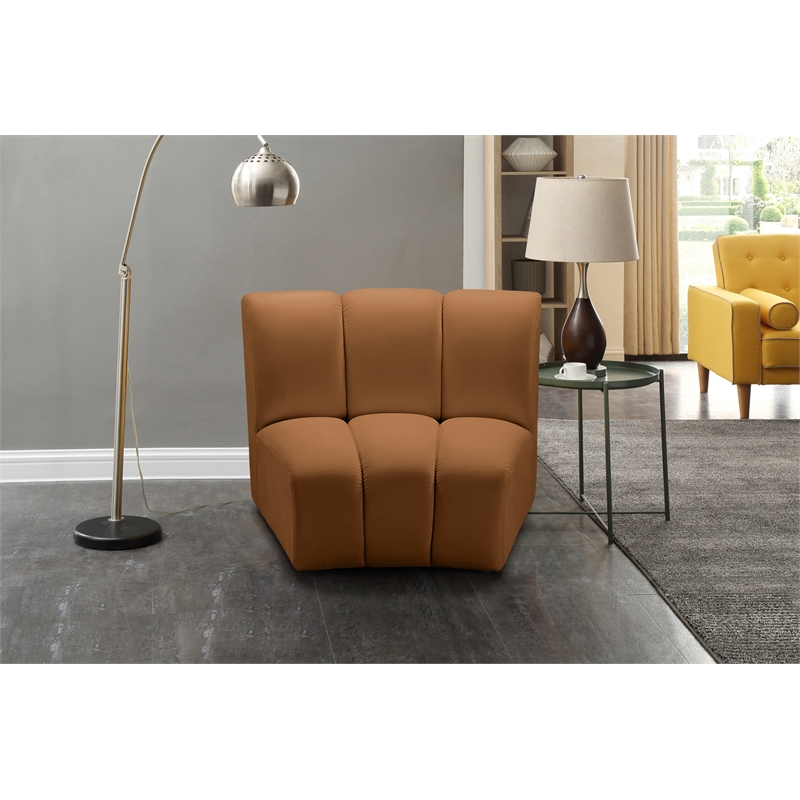 Bowery Hill Contemporary Deep Channel Tufted Soft Saddle Velvet Modular Chair