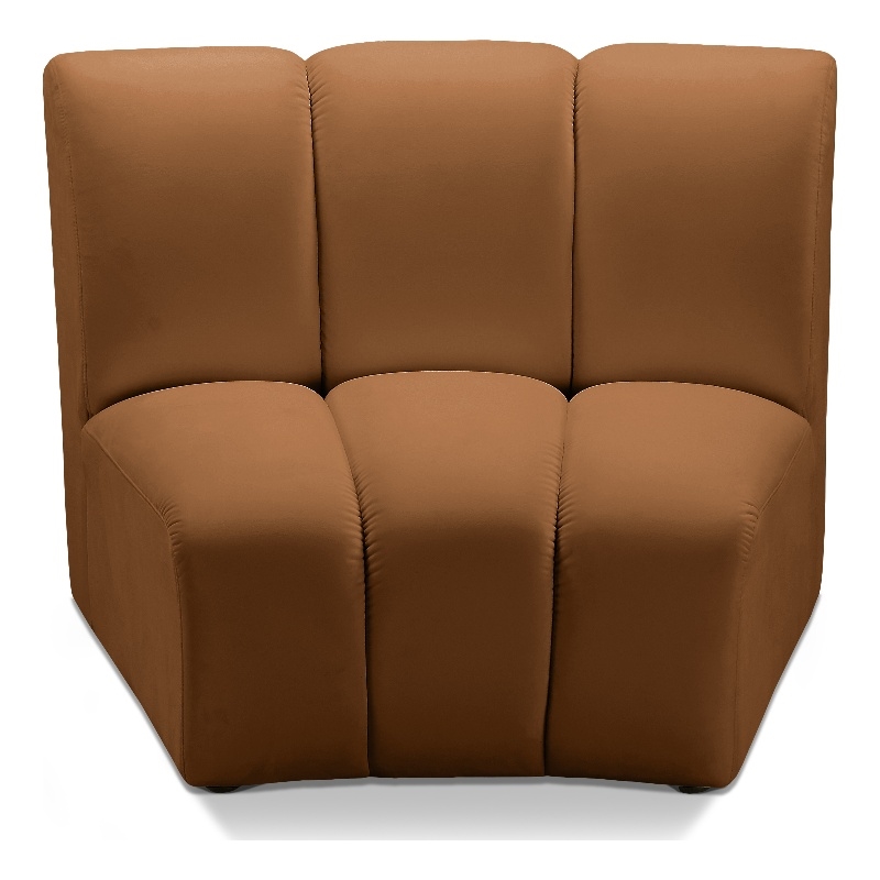 Bowery Hill Contemporary Deep Channel Tufted Soft Saddle Velvet Modular Chair