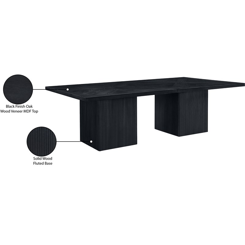 Bowery Hill Contemporary Black Solid Wood and Oak Veneer Modular Dining Table