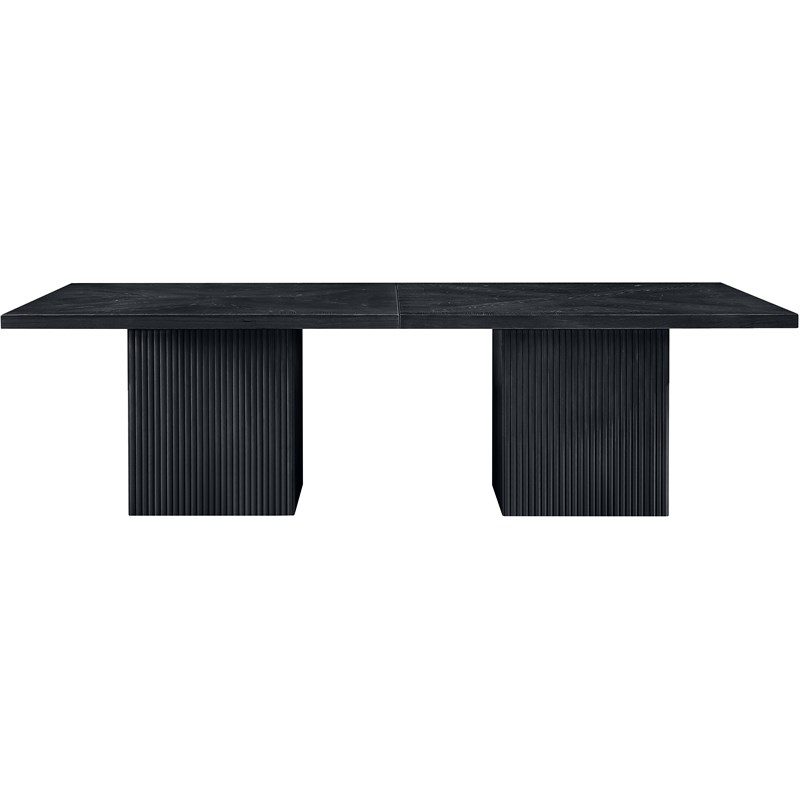 Bowery Hill Contemporary Black Solid Wood and Oak Veneer Modular Dining Table