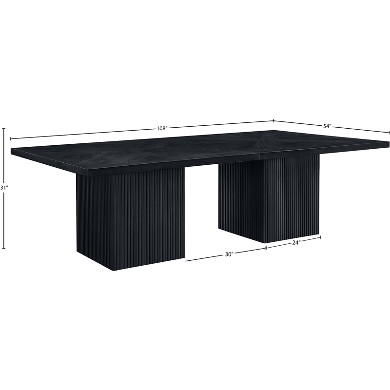 Bowery Hill Contemporary Black Solid Wood and Oak Veneer Modular Dining Table