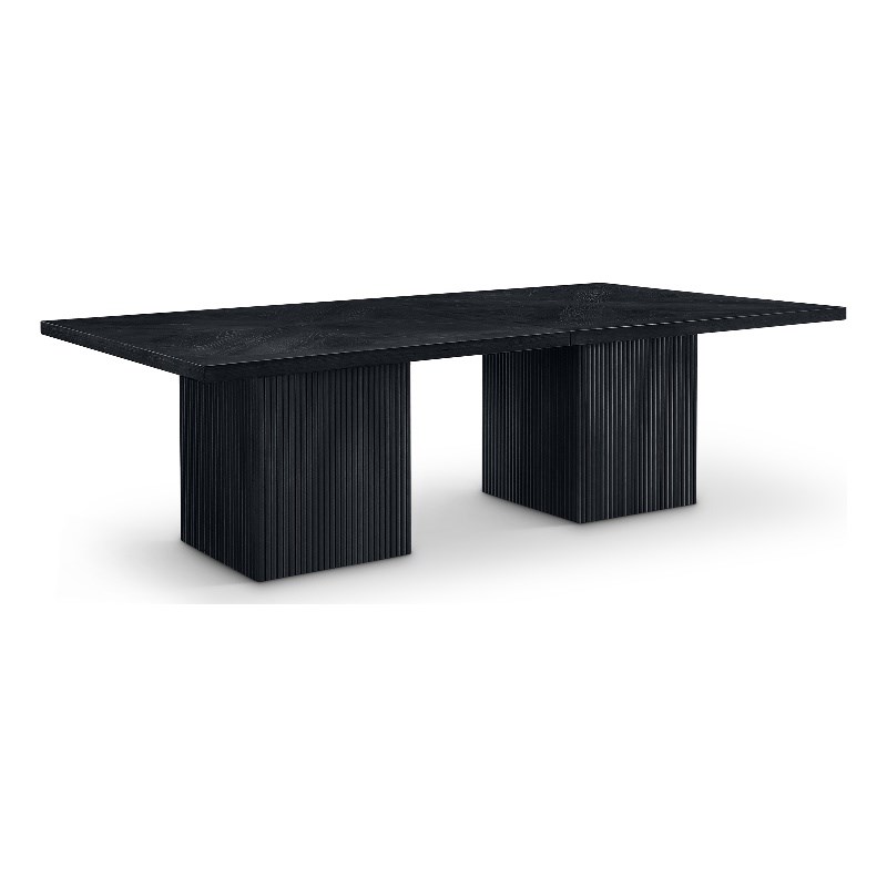 Bowery Hill Contemporary Black Solid Wood and Oak Veneer Modular Dining Table