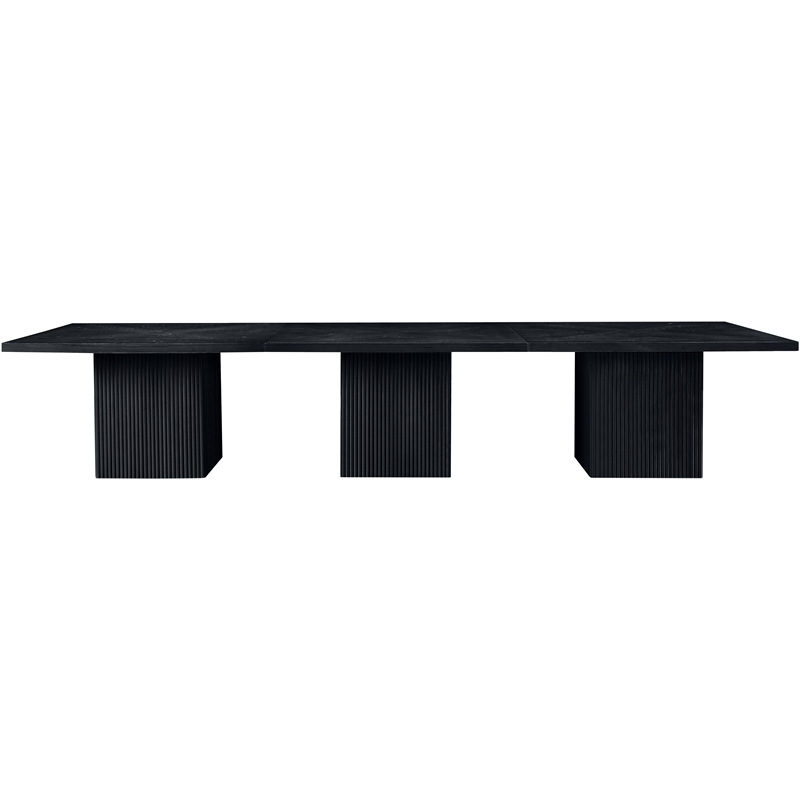 Bowery Hill Contemporary Black Solid Wood and Oak Veneer Modular Dining Table