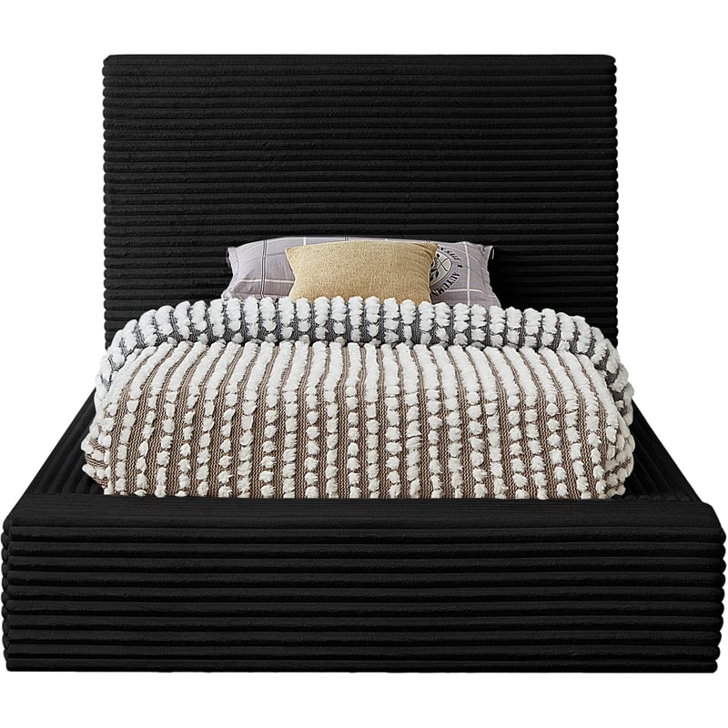 Bowery Hill Contemporary Textured Soft Black Corduroy Twin Bed