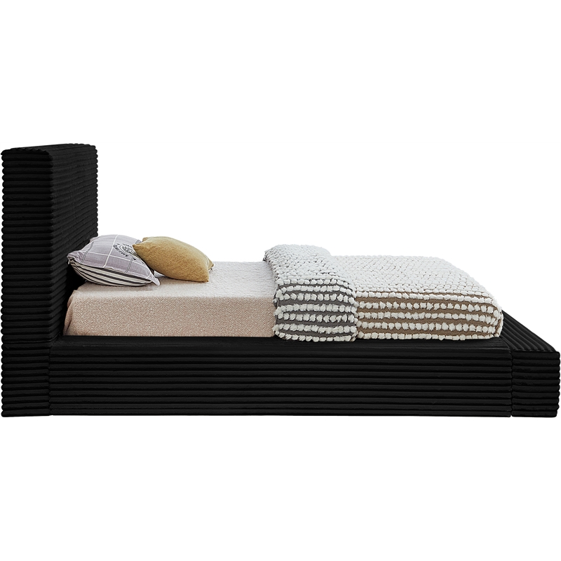 Bowery Hill Contemporary Textured Soft Black Corduroy Twin Bed