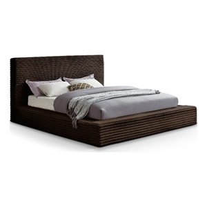 Bowery Hill Contemporary Textured Soft Brown Corduroy Queen Bed