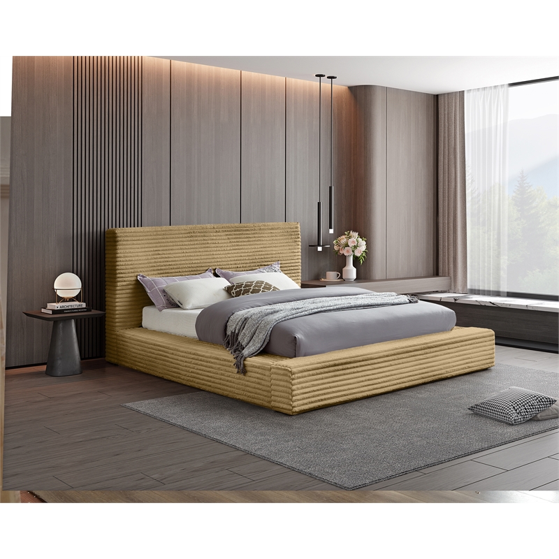Bowery Hill Contemporary Textured Soft Camel Corduroy Full Bed
