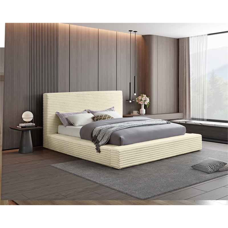 Bowery Hill Contemporary Textured Soft Cream Corduroy Full Bed