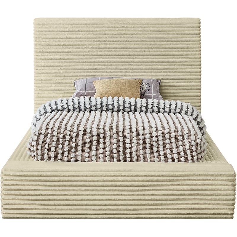 Bowery Hill Contemporary Textured Soft Cream Corduroy Twin Bed