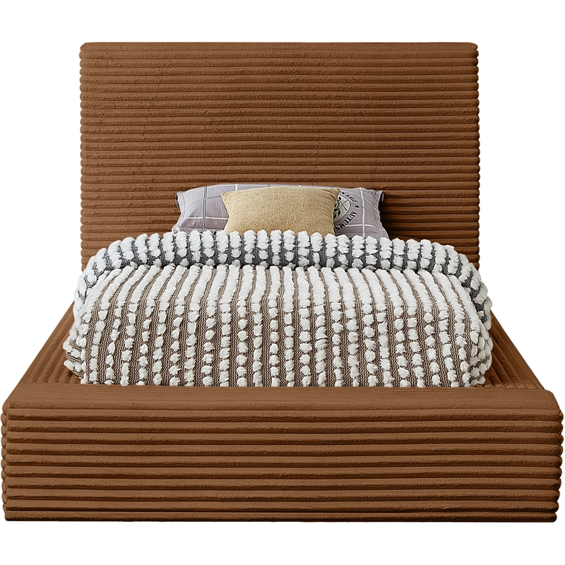 Bowery Hill Contemporary Textured Soft Saddle Corduroy Twin Bed