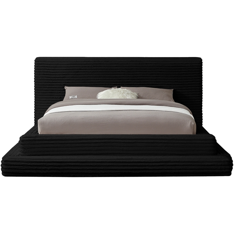 Bowery Hill Contemporary Textured Soft Black Corduroy Full Bed