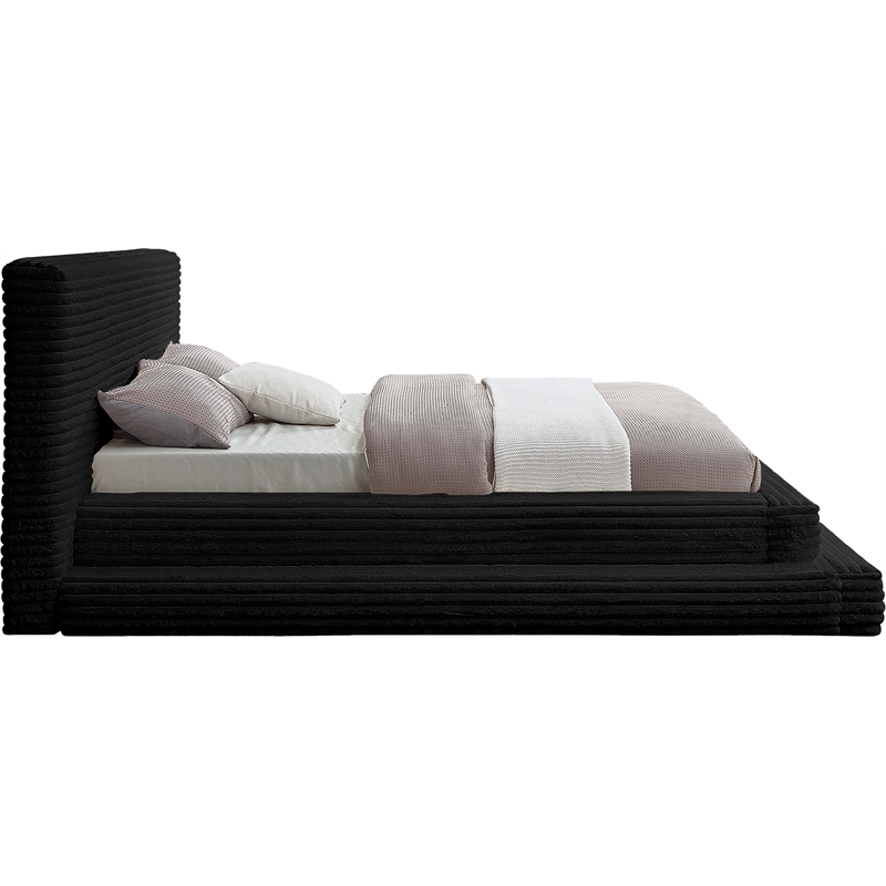 Bowery Hill Contemporary Textured Soft Black Corduroy Full Bed