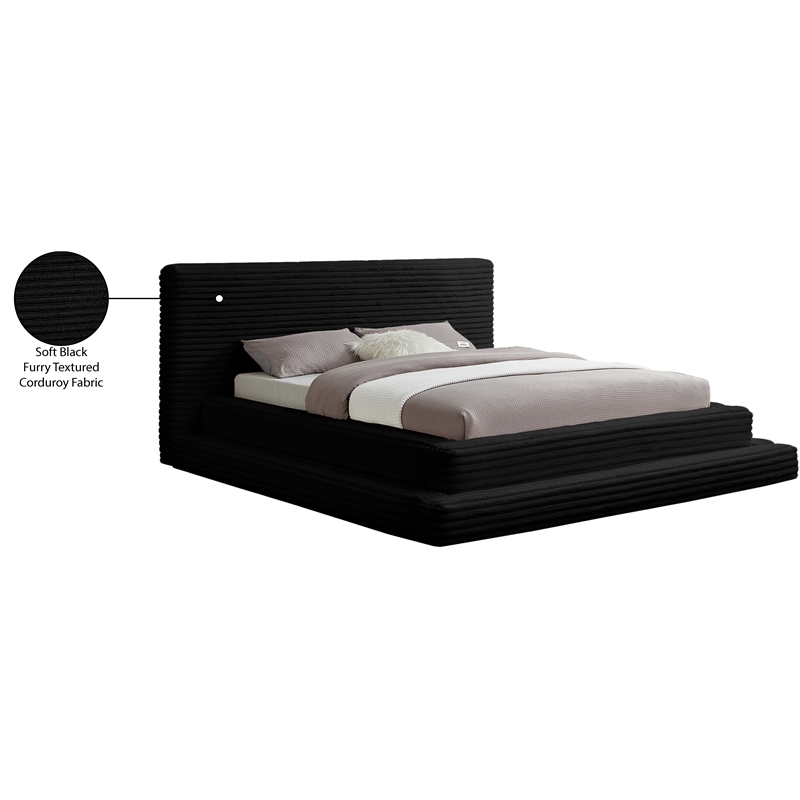 Bowery Hill Contemporary Textured Soft Black Corduroy Full Bed