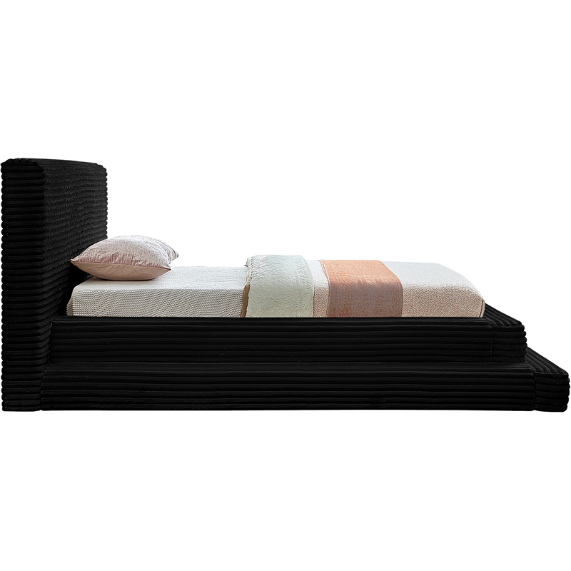 Bowery Hill Contemporary Textured Soft Black Corduroy Twin Bed