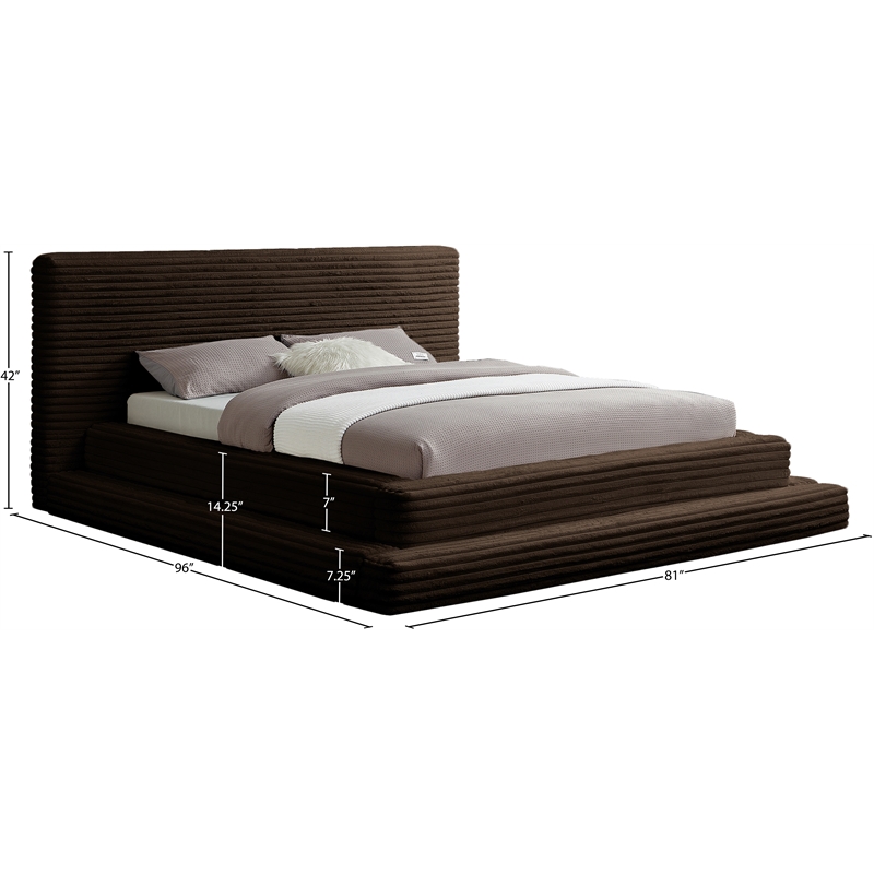 Bowery Hill Contemporary Textured Soft Brown Corduroy Full Bed