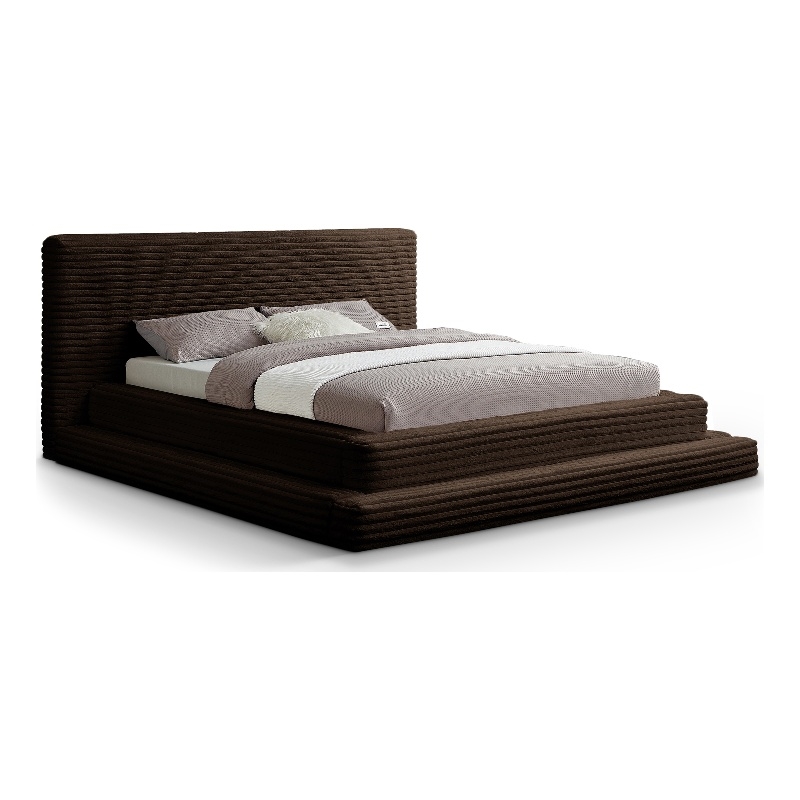 Bowery Hill Contemporary Textured Soft Brown Corduroy Full Bed