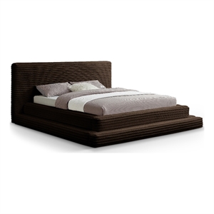Bowery Hill Contemporary Textured Soft Brown Corduroy King Bed