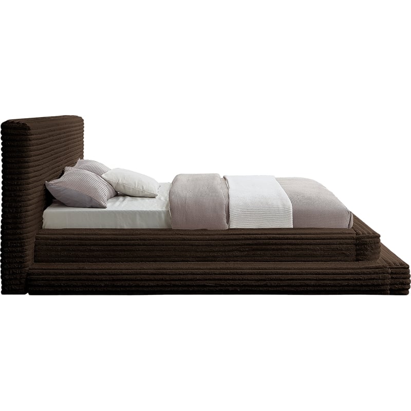 Bowery Hill Contemporary Textured Soft Brown Corduroy Queen Bed