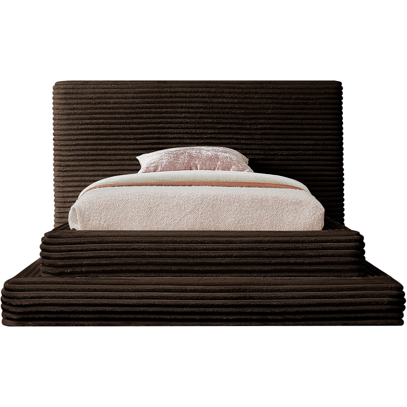 Bowery Hill Contemporary Textured Soft Brown Corduroy Twin Bed