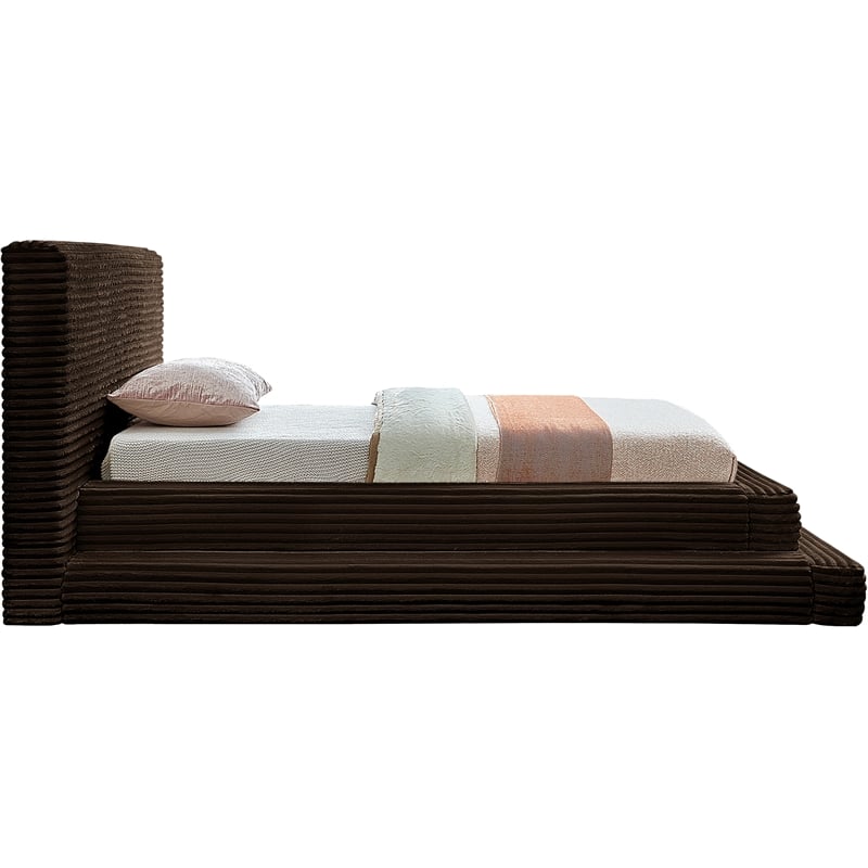 Bowery Hill Contemporary Textured Soft Brown Corduroy Twin Bed