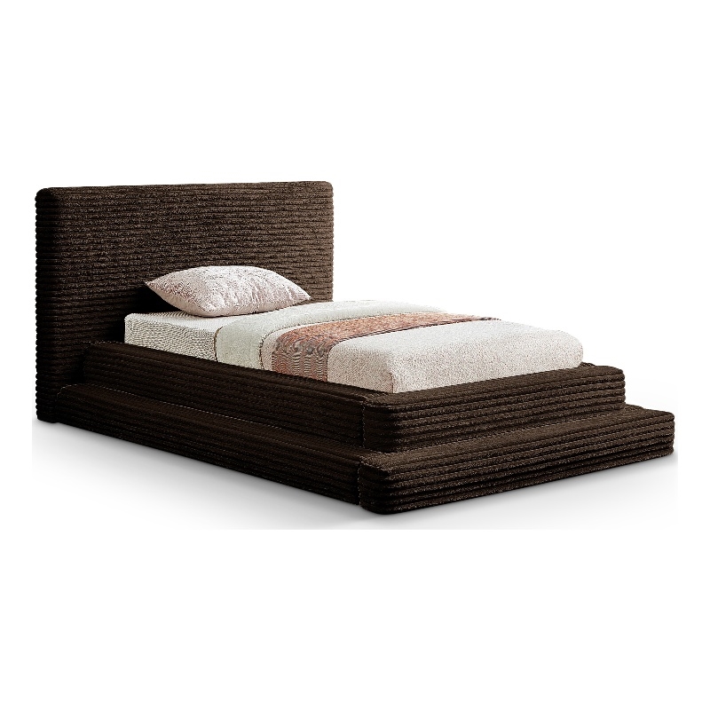 Bowery Hill Contemporary Textured Soft Brown Corduroy Twin Bed