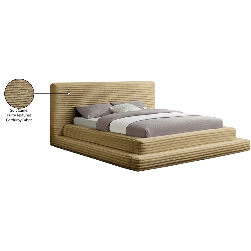Bowery Hill Contemporary Textured Soft Camel Corduroy Full Bed