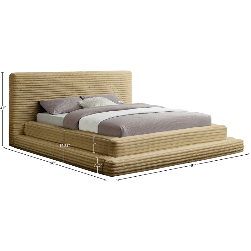 Bowery Hill Contemporary Textured Soft Camel Corduroy Full Bed